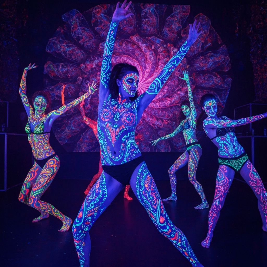 Танцівники з UV-фарбою
