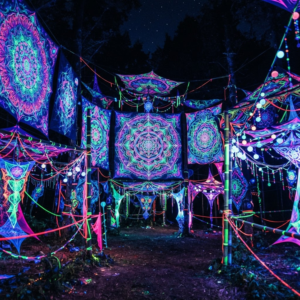 Флуоресцентні UV-декорації зі священною геометрією
